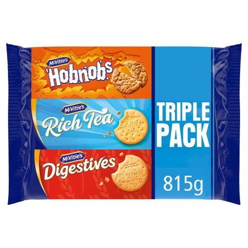 McVitie's Hobnobs, Rich Tea & Digestives Triple Pack 815g, British Import (Pack of 2)