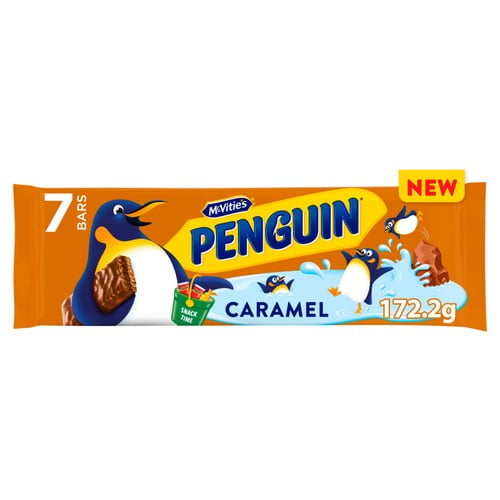 McVitie's Penguin Caramel Biscuit Bars 7 x 24.6g, British Import (Pack of 2)