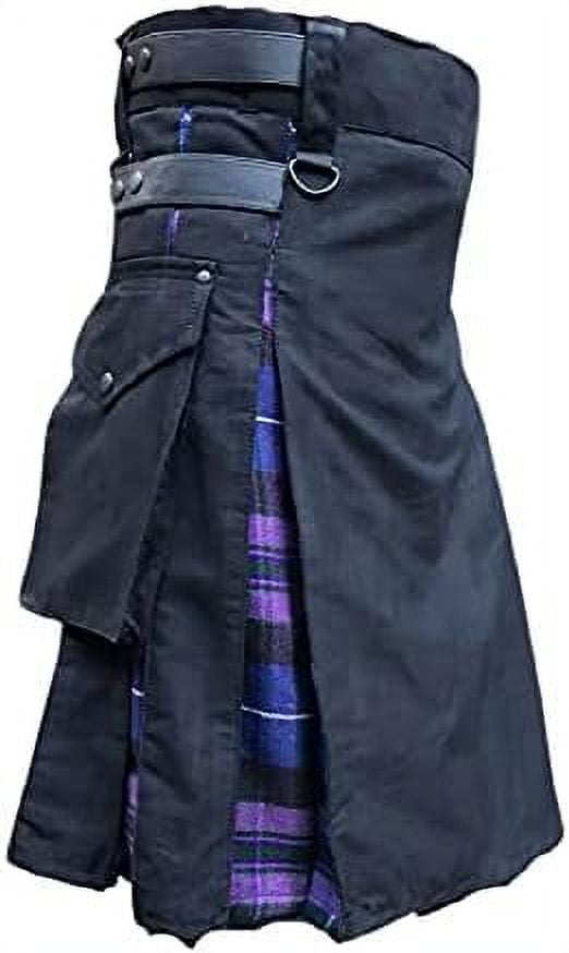 McWilliams Kilts for Men, Active Men's Deluxe Black Hybrid Sport