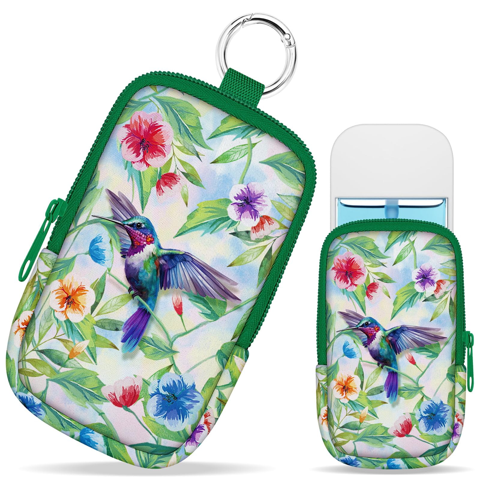 Cat Hand Sanitizer Holder Pouch - Cute Zippered Case With Snap Hook For 1oz Spray Bottles