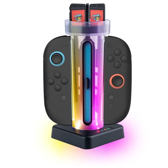 Mcbazel RGB Quad Charging Dock with Game Card Slots for Nintendo Switch 2 NS 2 Joy-Con Controller