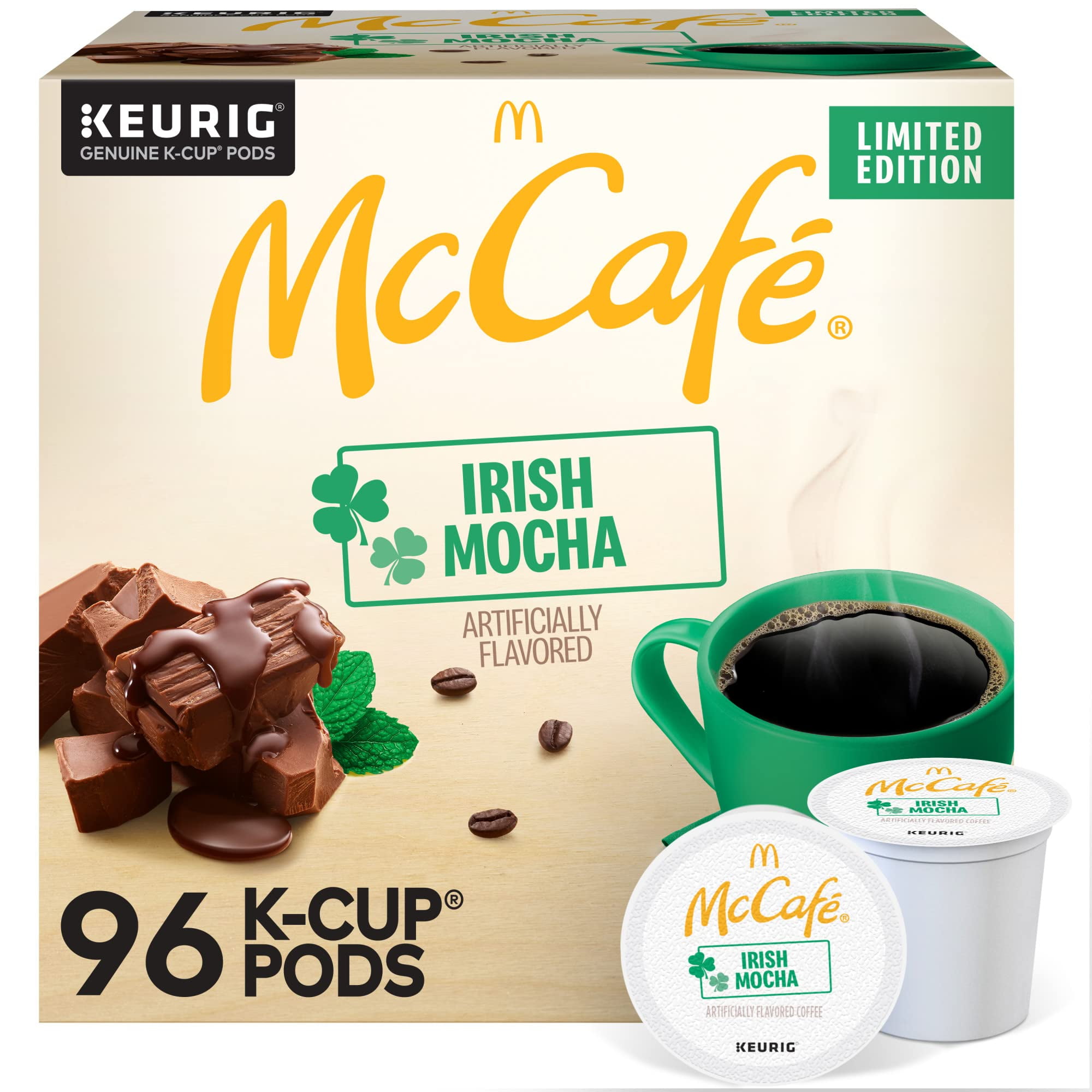 McCafe Irish Mocha, Single Serve 96 K-Cup Pods, Flavored Coffee
