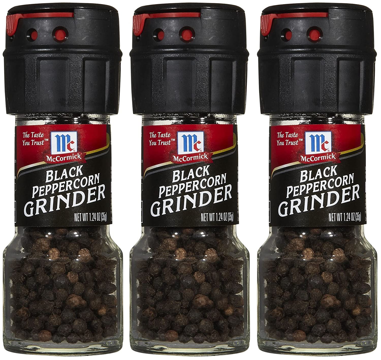 Mccormick Black Peppercorn Grinder, 1.24 Oz, 3 Pk