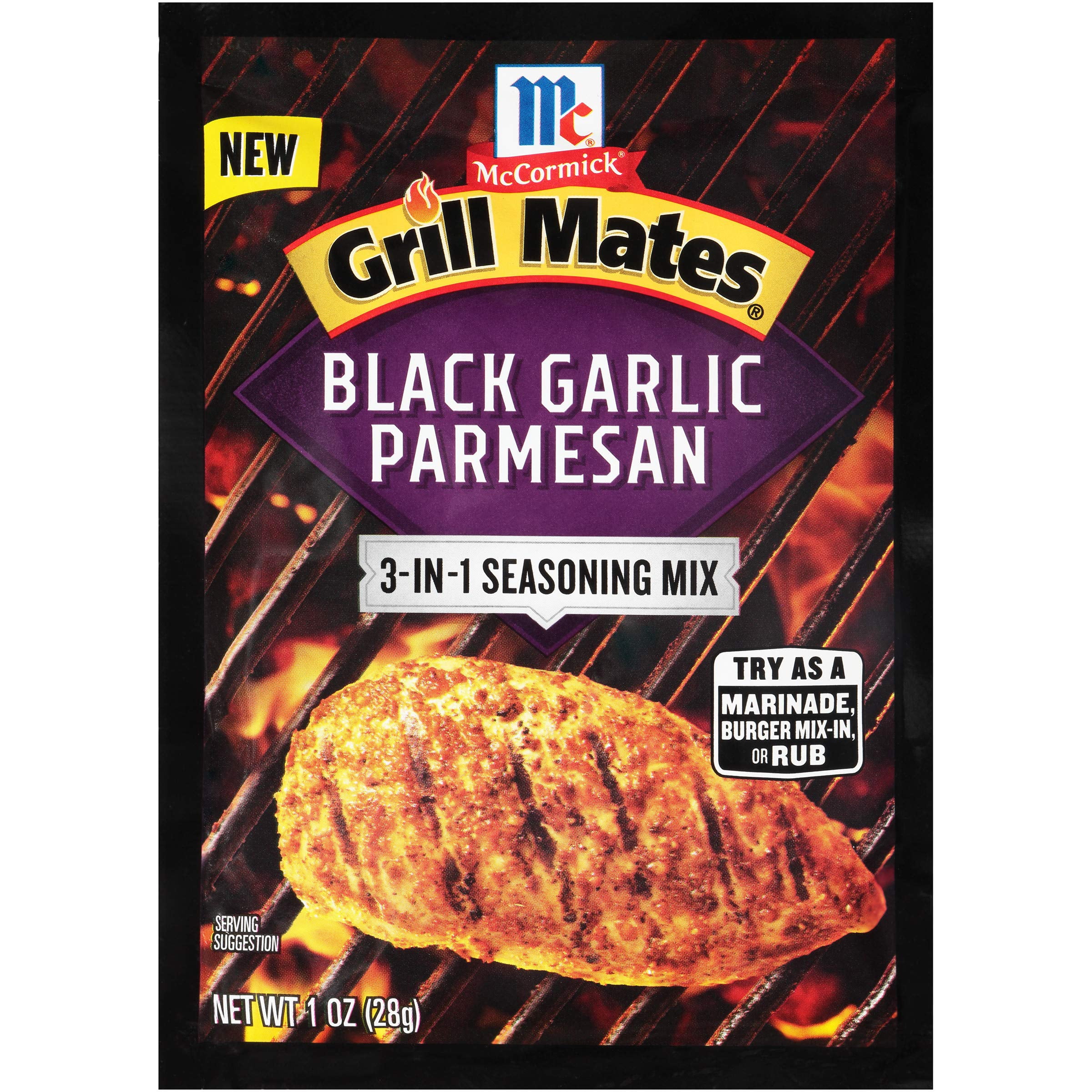 Mccormick Grill Mates Black Garlic Parmesan 3-In-1 Seasoning Mix, 1 Oz (Pack Of 12)