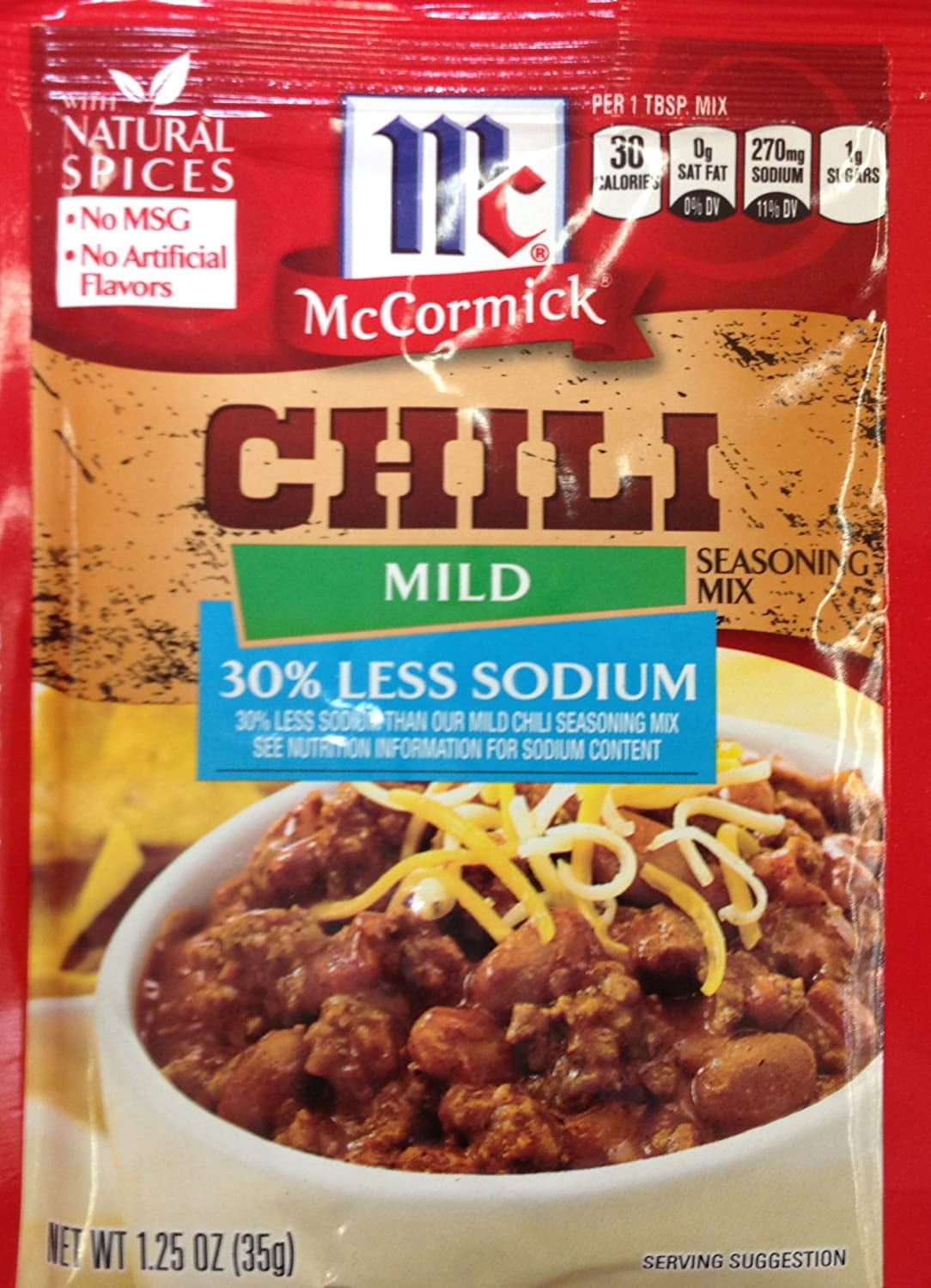 Mccormick Mild Chili, 30 Less Sodium, Seasoning Mix 1.25Oz (10 Packets