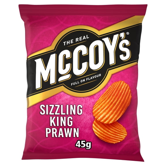 Mccoy's Sizzling King Prawn Grab Bag Crisps 45G, Imported from Britain