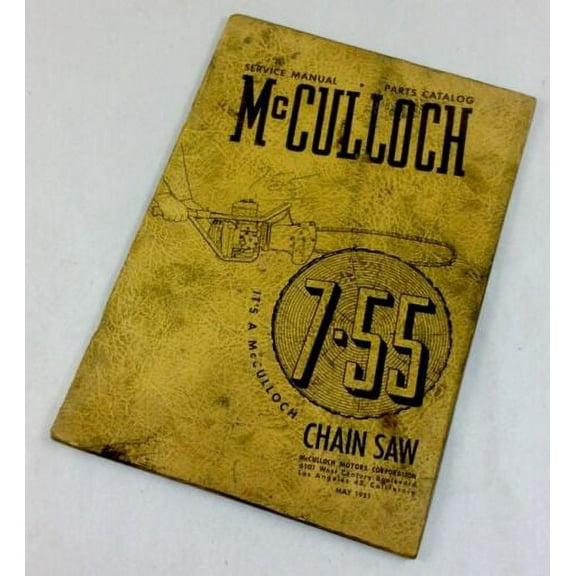 Mcculloch 7-55 Chain Saw Service Repair Shop Manual Parts Catalog List 2 Stroke