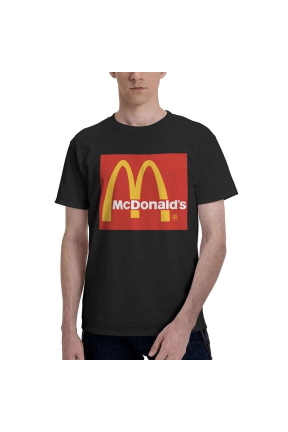 Mcdonald'S Logo Men'S Basic Short Sleeve T-Shirt Fashion Black X-Large