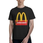 McdonaldS Logo MenS Basic Short Sleeve T-Shirt Fashionable Black Large