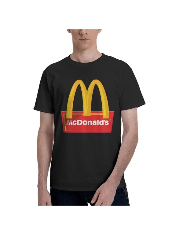 Mcdonald'S Logo Men'S Basic Short Sleeve T-Shirt Fashionable Black Large