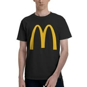 McdonaldS Logo MenS Basic Short Sleeve T-Shirt Fashionable Black Medium