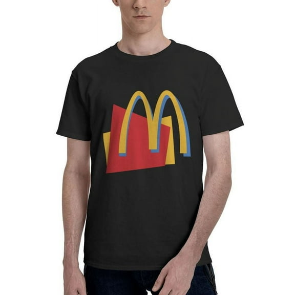 Mcdonald'S Logo Men'S Basic Short Sleeve T-Shirt Fashionable Black Small