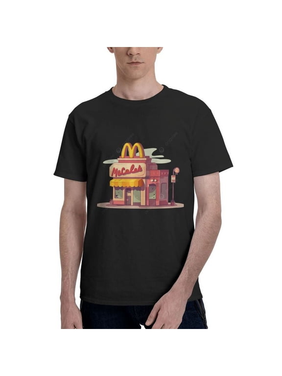 Mcdonald'S Logo Men'S Basic Short Sleeve T-Shirt Fashionable Black Xx-Large
