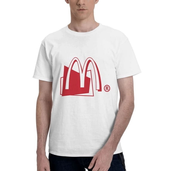Mcdonald'S Logo Men'S Basic Short Sleeve T-Shirt Fashionable White 5x-Large