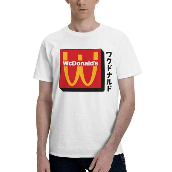 Mcdonald'S Logo Men'S Basic Short Sleeve T-Shirt Fashionable White Medium