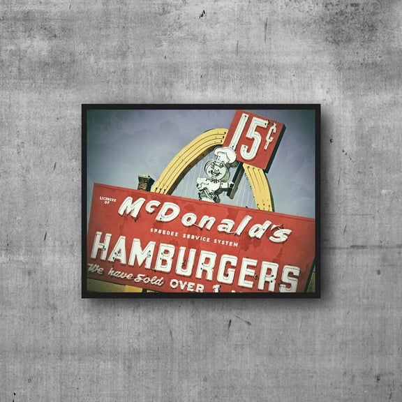 Mcdonalds Vintage Sign Photography Print, Hamburgers Photo