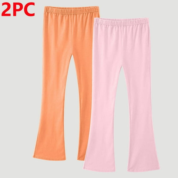 Mceream 2 Pack Girls Flare Leggings Casual High Waist Bell Bottom Pants Stretchy Bootcut Yoga Pants Full Length School Uniform Pants Licras Para NiñAs 3-14 Years