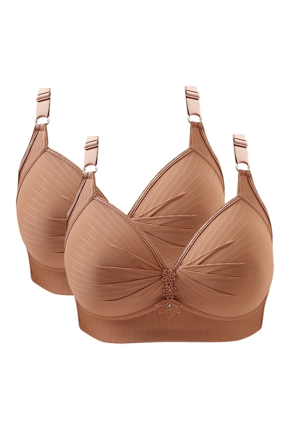 2 Pcs Sports Bras for Women High Support Adjustable Straps No Underwire Wireless Push Up Bra Soft Support Full Coverage Bra Seamless Tshirt Bras Sexy Comfort Bralettes Plus Size Everyday Bra