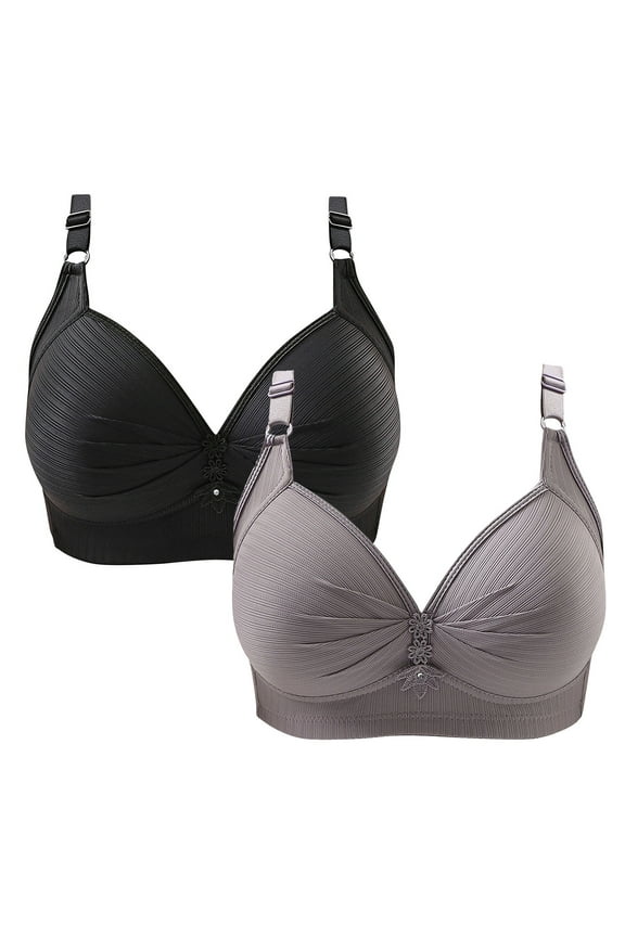 2 Pieces Cotton Bras for Women Padded Wireless Bras with Support No Underwire Push Up Bras Comfort Sports Everyday Bra Seamless Support Wireless Sleep Bralette Push Up Plus Size Everyday Bra