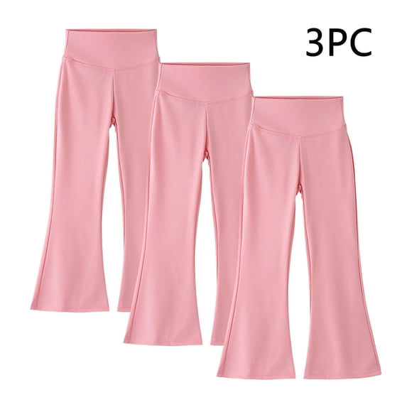 Mceream 3 Pack Flare Leggings for Girls Bell Bottom High Waisted Dance Yoga Pants Breathable Bootcut Cute Wide Leg Solid Full Length Activewear Pantalones Para NiñAs 3-15 Years