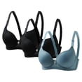 thumbnail image 1 of Mceream 3 Pieces Bras for Women Pack Underwire Push up Full Coverage Underwire Bra Adjustable Strap High Support Bra Seamless Supportive Everyday Bralettes Blue XXXL, 1 of 6