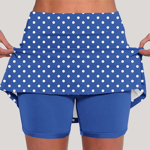 Mceream Athletic Skirt with Leggings Plus Size High Waist Tummy Control Tennis Skirted Leggings Lightweight Yoga Leggings Shorts Printed Golf Workout Skort with Pockets Joggers Dark Blue S