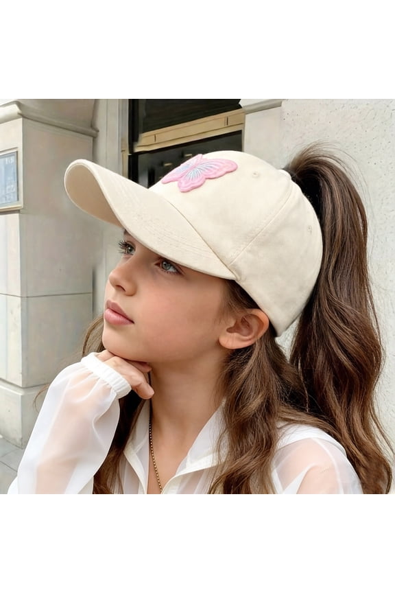 Baseball Cap for Girls Lightweight Cute Print Sun Protection Hat Sun Cap Adjustable Summer Breathable Visor Cap Hiking Travel 2-10 Years
