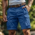thumbnail image 1 of Mceream Bermuda Cargo Shorts for Men Elastic Waist Y2K Baggy Knee Length Shorts Zipper Button Down Casual Lightweight Summer Hiking Outdoor Shorts Blue XXXXL, 1 of 6