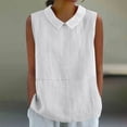 thumbnail image 1 of Mceream Boho Cotton Shirts for Women Fashion Tank Tops Summer Sleeveless Linen Shirts Casual Cute Collared Trendy Blouse Tunic Tops Lightweight Business Blouses White M, 1 of 5