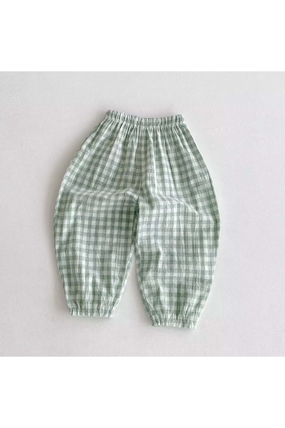 Boys Girls Cotton Linen Harem Bloomers Pants Casual Cute Striped Bloomer Elastic Waist Basic Long Trousers Pants Joggers Pantalon De NiƱO