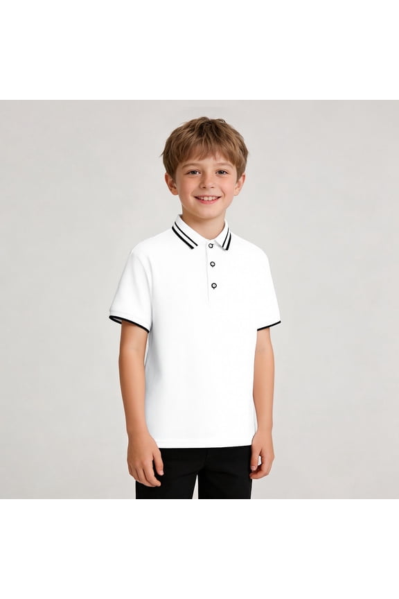 Boys Girls Short Sleeve School Uniform Shirts Comfortable Button Closure Collared Shirts Casual Loose Fit Back to School Clothes Uniformes Escolares Para NiñOs 4-14 Years