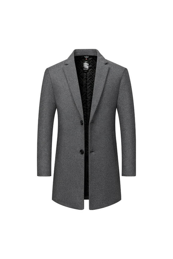 Casual Blazer for Men Slim Fit Trench Coat Notched Collar Long Jacket Overcoat Single Breasted Pea Coat Casual Sports Coat With Pockets Plus Size Outwear Gray XL