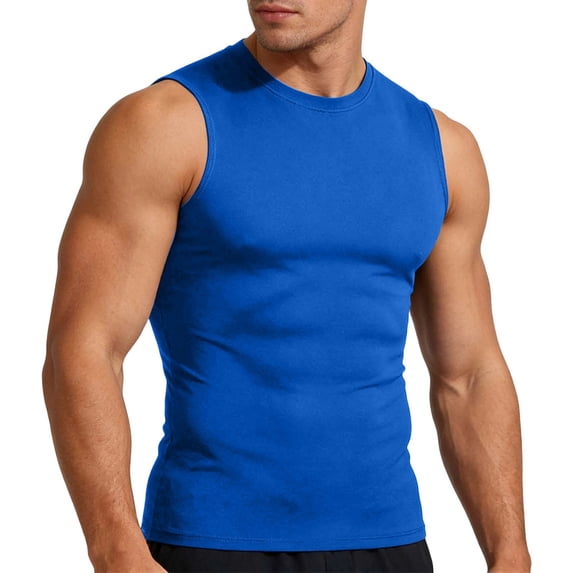 Mceream Compression Tank Top Men Workout Moisture Wicking Cotton Sleeveless Shirts Crew Neck Sleeveless Muscle Gym Running Tops Causal Quick Dry Summer Tank Tops Bodybuilding Sky Blue XXL