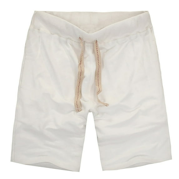 Mceream Cotton Shorts Men's Elastic Waist Drawstring Athletic Sweat Shorts Casual Classic Short Pants Loose Fit White XXL
