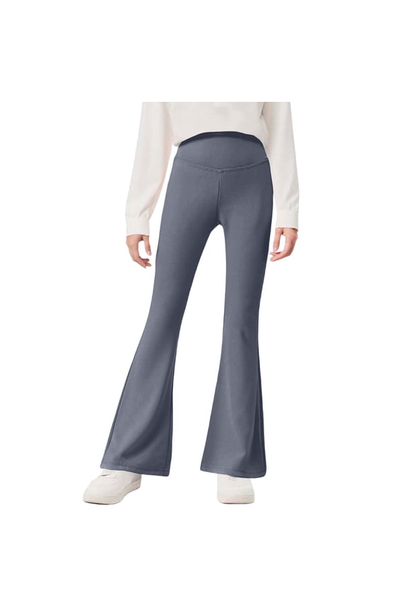 Flare Leggings for Girls Bell Bottom High Waisted Dance Yoga Pants Breathable Bootcut Cute Wide Leg Solid Full Length Activewear Pantalones Para NiñAs 3-15 Years