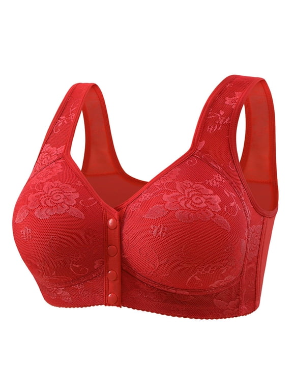 Front Closure Bras for Women No Underwire Full Coverage Support Push up Cotton Bras Senior Padded Bralettes Plus Size Brasieres Para Mujer