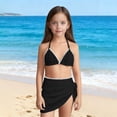 thumbnail image 1 of Mceream Girl's 3 Piece Swimsuits Trendy V Neck Adjustable Straps Bikini Set with Cover up Triangle Halter High Waisted Bikini Bathing Suits 8-16 Years, 1 of 5