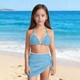 thumbnail image 1 of Mceream Girl's 3 Piece Swimsuits Trendy V Neck Adjustable Straps Bikini Set with Cover up Triangle Halter High Waisted Bikini Bathing Suits 8-16 Years, 1 of 5
