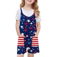 thumbnail image 1 of Mceream Girls 4th of July Romper Print Sleeveless Overalls with Pockets Independence Day Summer Sleeveless Casual Overalls Adjustable Straps Jumpsuit for 5-14 Years, 1 of 8