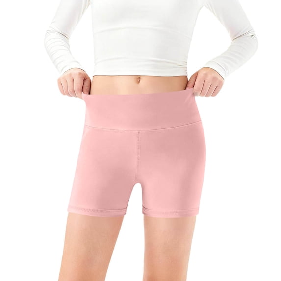 Mceream Girls Athletic Shorts with Pockets Tummy Control Yoga Leggings Shorts High Waisted Dance Biker Shorts Stretch Comfy Gymnastics Shorts Gym Yoga Pants 5-14 Years
