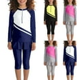 thumbnail image 1 of Mceream Girls Bathing Suit Cover up 3 Piece Long Sleeve Swim Half Zip Tops Capri Skorts with Swimming Cap Set Full Coverage Quick Dry Sun Protection Swimsuit 2-13 Years, 1 of 7