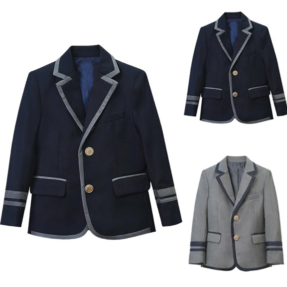 Mceream Girls Boys Blazer Suit Jacket Button Down Single Breasted Closure with Pockets Lapel Dress Sport Coat formal School Wear Slim Fit Casual Jacket Uniforme Escolar 2-12 Years
