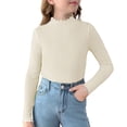 thumbnail image 1 of Mceream Girls Lettuce Trim Mock Neck Fashion Casual Long Sleeve Shirts Ribbed Knit Slim Fit Base Layer Tops Tees & Blouses for Daily 1-12 Years, 1 of 6