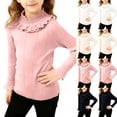 thumbnail image 1 of Mceream Girls Mock Neck Shirt Cute Ruffle Ribbed Knit Pullover Tops Shirt Long Sleeve Tops Casual Fashion Outfit Warm Soft School Uniform Clothes Blouse 2-10 Years, 1 of 7