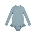 thumbnail image 1 of Mceream Girls One Piece Swimsuits Long Sleeve Bathing Suit Sun Protection Back Zipper Swimsuit Rash Guard Swimwear Beach Outfit 12M-5T, 1 of 2