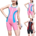 thumbnail image 1 of Mceream Girls Swimsuit Size 8-16 Boyleg Racerback Athletic One Piece Bathing Suit Color Block Ruched Adjustable Strap Pad Training Swimwear, 1 of 8
