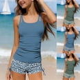 thumbnail image 1 of Mceream Girls Swimsuit Two Piece Adjustable Tank Top with Boy Shorts Boho Summer Tankini Swimsuits Ruched Bathing Suit Teen Beach Swimwear 7-16 Years, 1 of 7