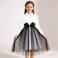 thumbnail image 1 of Maqroz Girls Tutu Dresses Long Sleeve Spring Button Front Party Tulle Party Dresses Lapel Puff Sleeve Holiday Summer Clothes 8-13 Years, 1 of 8