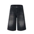 thumbnail image 1 of Mceream Jean Shorts Men Baggy Loose Fit Vintage 2026 Summer Trendy Wide Denim Shorts Leg Knee Length Y2K Hip Hop Streetwear Black L, 1 of 5