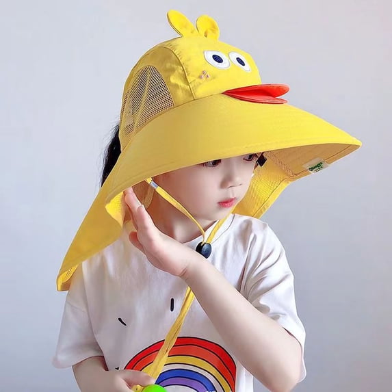 Mceream Kids Sun Hat UV Protection Breathable Summer Mesh Beach Hats with Neck Flap Wide Brim Bucket Hat for Boys Girls Adjustable Outdoor Fishing Hats